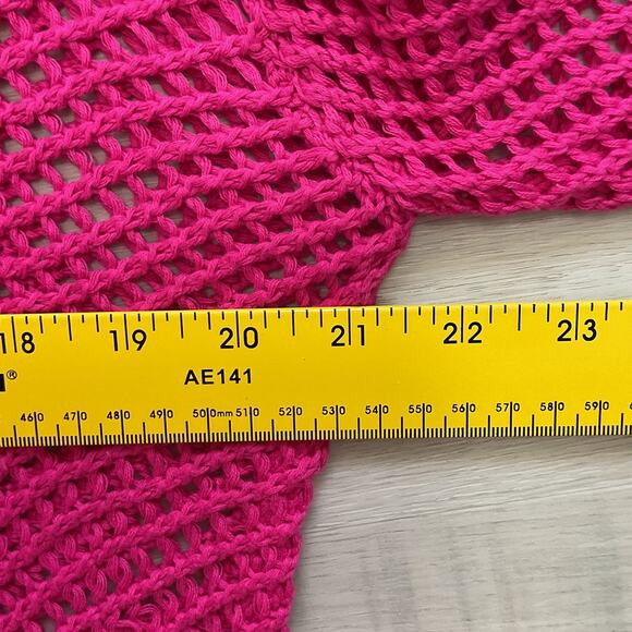 Paradise Shores Open Knit Beach Sweater Pure Cotton Pink Medium NWT - Picture 9 of 10